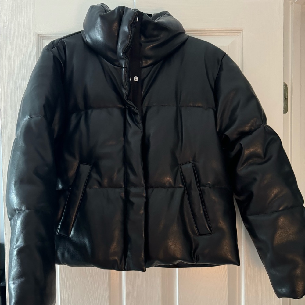 Abercrombie and Fitch faux leather puffer